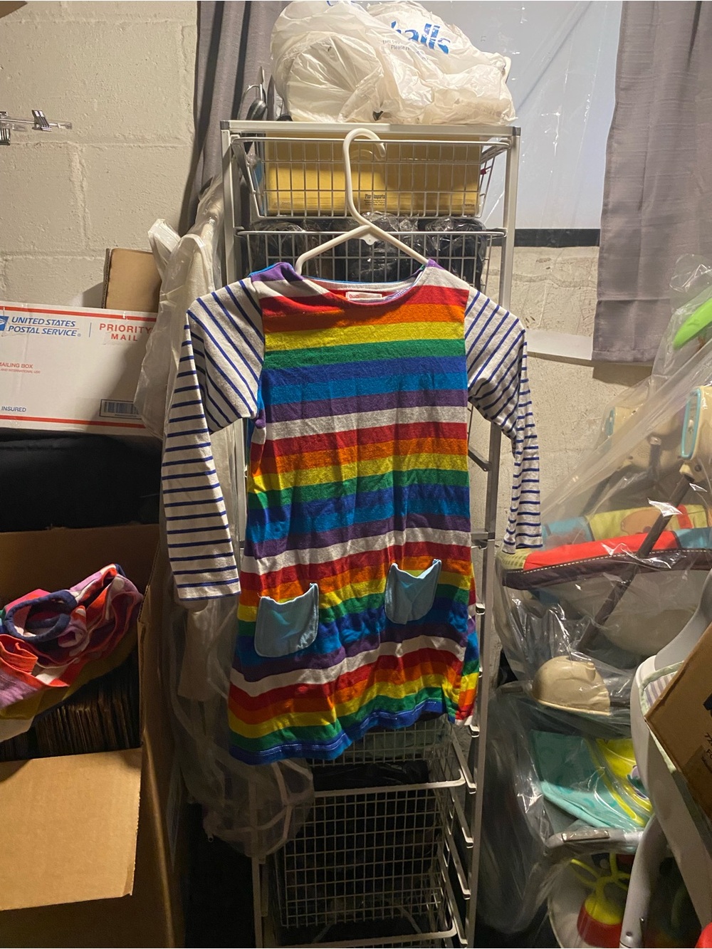 Girl Ranbow and Stripped dress with Pockets